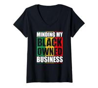 Womens Minding My Black Owned Business Owner Entrepreneur V-Neck T-Shirt