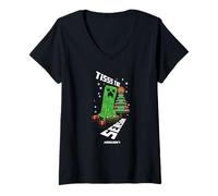 Womens Minecraft Christmas Tisss The Season! Creeper & Holiday Tree V-Neck T-Shirt