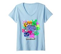 Women's Minecraft Create Explore Survive Graffiti Style Lettering V-Neck T-Shirt
