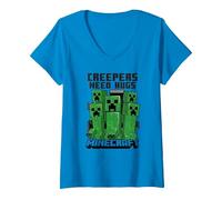 Women's Minecraft Creepers Need Hugs March V-Neck T-Shirt, Sapphire Blue, XX-Large
