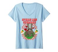 Women's Minecraft Easter Spring Has Spawned Bunny Rabbit and Carrots V-Neck T-Shirt