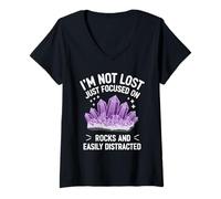 Womens Mineral Collector Focused on Rocks and Geology V-Neck T-Shirt