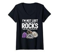Womens Mineral Collector Focused on Rocks and Geology V-Neck T-Shirt