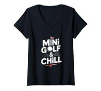 Womens Mini Golf & Chill Miniature Golf V-Neck T-Shirt