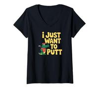 Women's Mini Golf I Just Want to Putt Funny Gator V-Neck T-Shirt