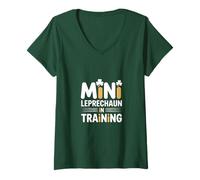 Womens Mini Leprechaun in Training St Patricks Day V-Neck T-Shirt