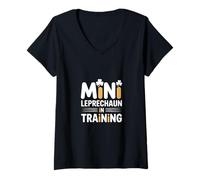 Womens Mini Leprechaun in Training St Patricks Day V-Neck T-Shirt
