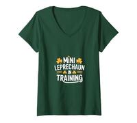 Womens Mini Leprechaun in Training St Patricks Day V-Neck T-Shirt
