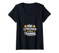 Womens Mini Leprechaun in Training St Patricks Day V-Neck T-Shirt