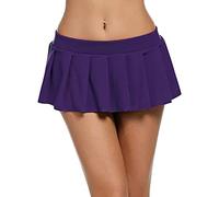 Womens Mini Pleated Skirts Elastic Wiast Tennis Skater Y2 k Club A-Line Skirt Short Skirt Yoga Sport Club Low Waisted Pleated Mini Party Skirt Girl Skater Skirt (Purple, XL)