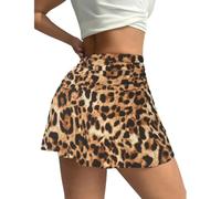Women's Mini Skirt, Sexy Leopard Print Short Skirt for Streetwear, Elastic High Waisted Short A-line Mini Bodycon for Festival Rave Party, Stretchy Short Hip Wrap Skirt for Club Wear Night Out Outfit