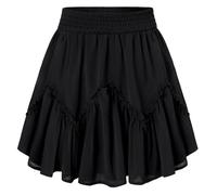 Womens Mini Skirts Casual Flared Skirt Summer Cute Plus Size Skirt Black XXL