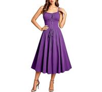 Womens Mini Summer Dresses Victorian Milkmaid Corset Dress Beach Sundress | Halloween Costumes Ladies Victorian Witch Gothic Plus Size Dresses Medieval Ladies Evening Party Prom Cocktail Swing Dress