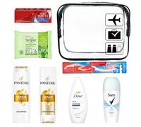 Womens Mini Travel Toiletries Set - Essentials for Hospital, Materinty, Camping, Holiday & Vacation, Travel Size Toiletries Under 100ml, Clear Travel Bag, Mini Toiletries, Airport Security Approved