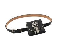Women's Mini Waist Bag Punk DJ Rhinestone Black PU Leather Square Bag Lipstick Small Waist Bag Ladies Waistband for Ladies and Girls