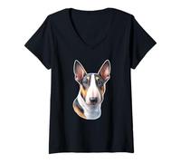 Womens Miniature Bull Terrier | Bull Terrier Dog V-Neck T-Shirt