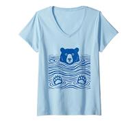 Women's Minimal Bear in Water Art V-Neck T-Shirt