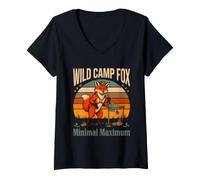Women's Minimal Maximum Wild Camp Fox Outdoor Camping V-Neck T-Shirt
