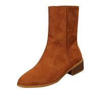 Womens Minimalist Ankle Boots Ladies Suede Short Booties Low Block Heel | Autumn Winter Footwear Pull on Walking Shoes Outdoor Street Fashion Classic Vintage Design Round Toe Daily Casual Wear