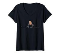 Womens Minimalist Art,Simple Nice Things in Life,Coffee & Croissant V-Neck T-Shirt