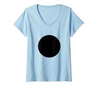Women's Minimalist Black Circle Geometric Dot Graphic V-Neck T-Shirt