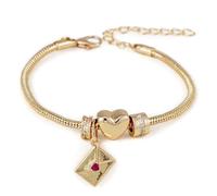 Women's Minimalist Bracelet - Elegant Envelope Pendant Bracelet with Cubic Zirconia - Fashionable Snake Chain Bracelet for Party and Daily Wear (no BoX)