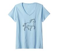 Womens Minimalist Horse Line Art - Elegant Equestrian Shirt V-Neck T-Shirt