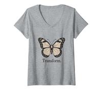 Women's Minimalist Monarch Illustration, Transform V-Neck T-Shirt