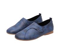 Women's Minimalist Soft Flats Modern Asymmetrical Hook & Loop Strap Loafers Perfect for Casual Office Daily Walking and Travel Blue 6.5