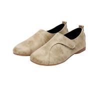 Women's Minimalist Soft Flats Modern Asymmetrical Hook & Loop Strap Loafers Perfect for Casual Office Daily Walking and Travel Khaki 7.5