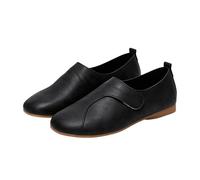 Women's Minimalist Soft Flats Modern Asymmetrical Hook & Loop Strap Loafers Perfect for Casual Office Daily Walking and Travel Black 7.5