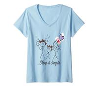 Womens Minimalist Stickman Drawing with Inspiring Keep It Simple V-Neck T-Shirt