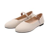 Women's Minimalist Textured Flats Modern Elastic Strap Mary Janes Slip On Shoes for Shopping Office and Daily Wear Beige 6.0