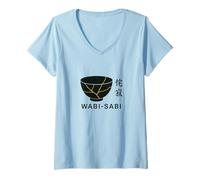 Womens Minimalist Wabi Sabi Japanese Kintsugi Bowl Zen Imperfection V-Neck T-Shirt