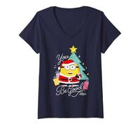 Womens Minions You Be Good Santa Minion Holiday V-Neck T-Shirt