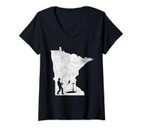 Womens Minnesota Ice Fishing Funny Frozen Lake Angler V-Neck T-Shirt
