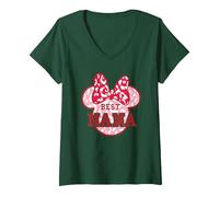 Women's Minnie Mouse Best Nana Mother's Day V-Neck T-Shirt, Dark Green, Medium