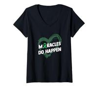 Women's Miracles Do Happen - Organ Donor Ribbon V-Neck T-Shirt