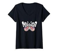 Womens Miranda Butterfly - Personalized Cute Name Word Art V-Neck T-Shirt
