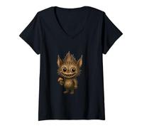 Womens Mischievous Forest Spirit - Cute Creepy Fantasy Creature Art V-Neck T-Shirt
