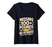 Women's Missing 100+ Pounds No Reward Do Not Report If Found V-Neck T-Shirt