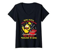 Women's Missing A Screw Whole Toolbox Gone Duck Mechanic Tool Humor V-Neck T-Shirt
