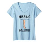 Women's Missing Left Leg - Cool Left Leg Amputee V-Neck T-Shirt