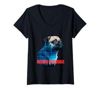 Womens Mission Impugsible Funny Pug Quote for Dog Lovers V-Neck T-Shirt