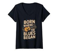 Womens Mississippi Heritage Born Where The Blues Began V-Neck T-Shirt