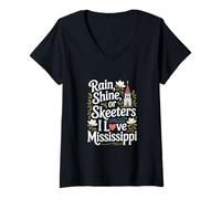 Womens Mississippi Heritage Rain Shine or Skeeters Church Community V-Neck T-Shirt