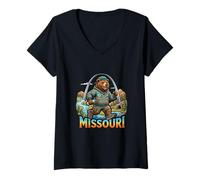 Women's Missouri Adventure Bear Arch River Outdoor Vibes V-Neck T-Shirt