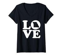 Women's Missouri Map Love Graphic V-Neck T-Shirt