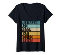 Womens Mistakes are Proof That You are Trying Inspirational V-Neck T-Shirt