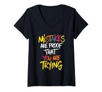 Women's Mistakes are Proof That You are Trying Inspirational V-Neck T-Shirt